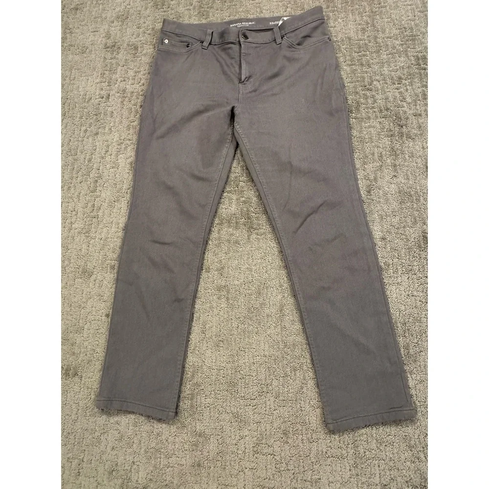 Banana Republic Pants Mens 33x32 Gray Traveler Slim Stretch Chino Casual (Y1)